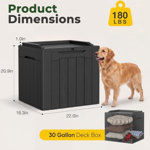 flamaker deck box 31 gallon waterproof resin small showing dimensions