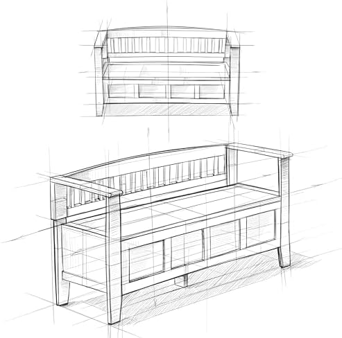 simplihome brooklyn 48" solid wood storage bench in, view 11