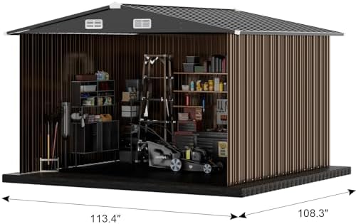 comhoma shed outdoor storage shed metal,lockable doors tool, close-up detail