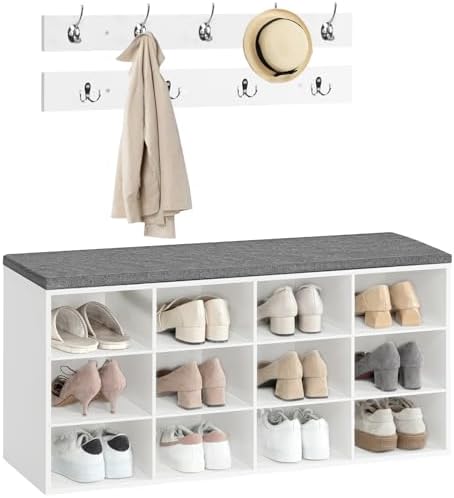 hoobro shoe storage bench with cushion, 39.4" l, view 9