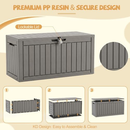 outdoor storage box waterproof, 180 gal gen 2, front angle view