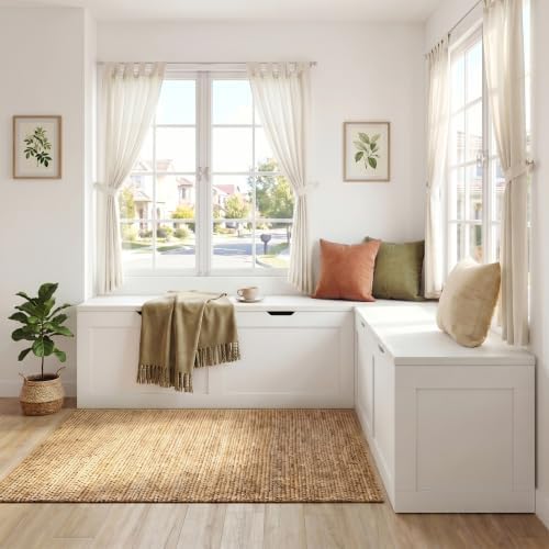 63” breakfast nook bench, l shaped storage bench on a desk or shelf