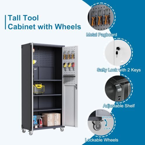 6-piece garage storage cabinets system heavy duty workshop showing dimensions