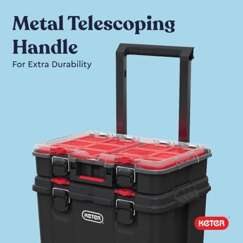 keter stack n rolling tool box modular storage, front angle view