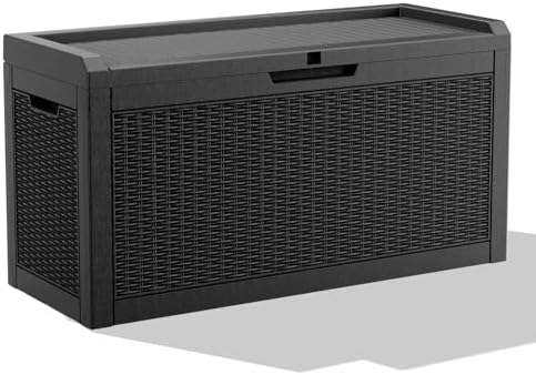 waterproof outdoor storage box, 70 gallon lockable deck, package contents
