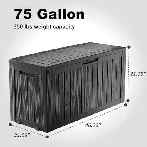 75 gal lockable outdoor storage box waterproof deck, close-up detail