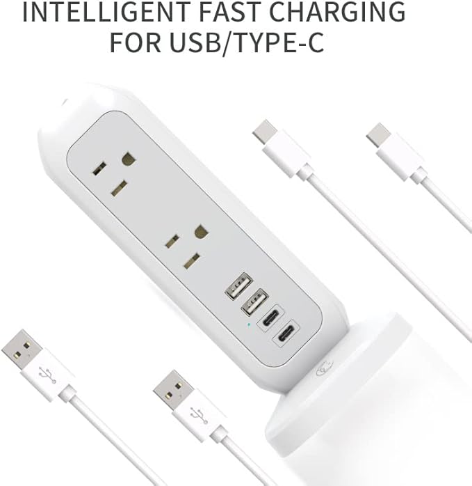 Power Strip Tower with Surge Protector – 11 AC Outlets, 4 USB Ports, 6ft - Image 8