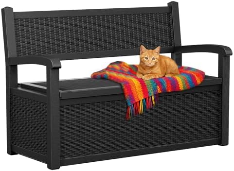 easyup 80 gallon outdoor storage bench lockable deck, view 9