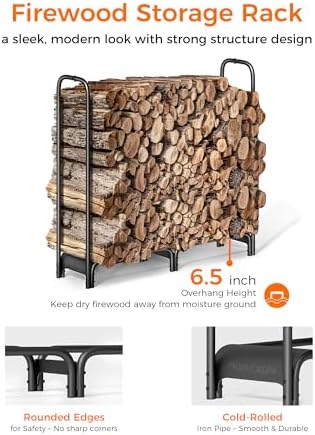 firewood rack，4ft heavy duty fire wood storage racks, close-up detail