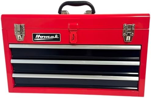 homak metal tool box, 20-inch, portable tool box showing dimensions