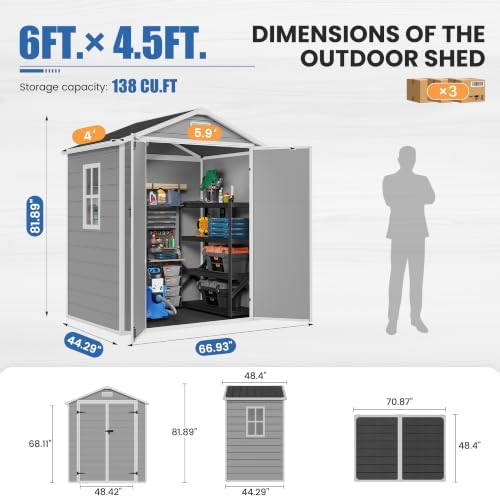 amopatio 6x4 ft outdoor storage shed with floor shown in use