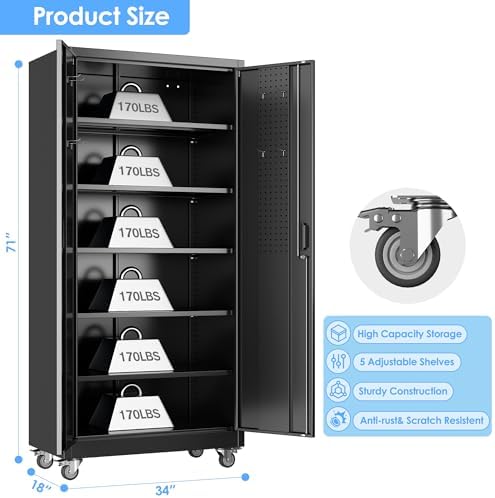 reemoon metal storage cabinet 71" h x 34", close-up detail