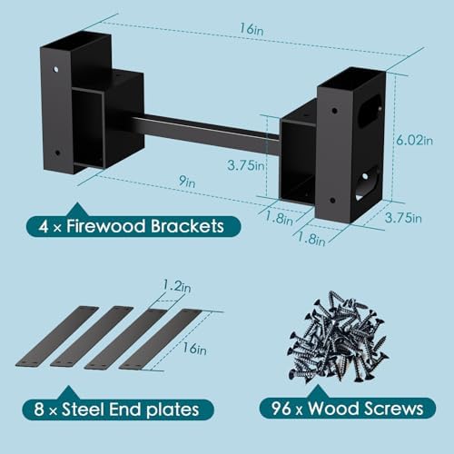 eibikdi firewood rack outdoor, black, set of 4, package contents
