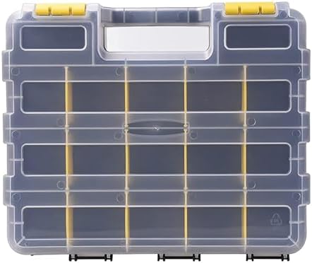 aidy-pro tools box organizer double side 34 compartments on a desk or shelf