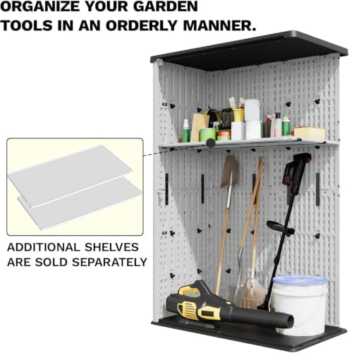 devoko 50 cu ft plastic outdoor storage cabinet showing dimensions