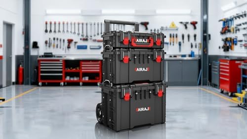 airaj rolling tool box with wheels heavy duty on a desk or shelf