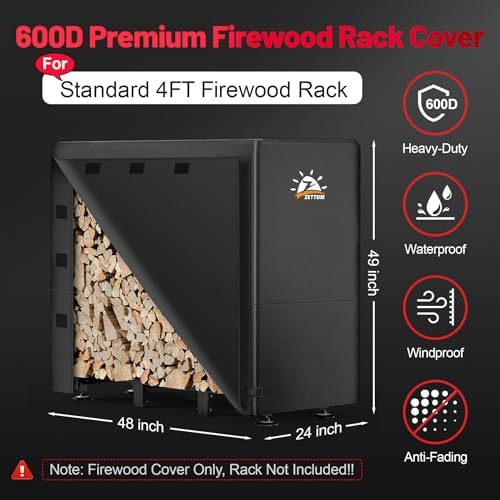 zettum firewood rack cover 4 feet - 600d, close-up detail