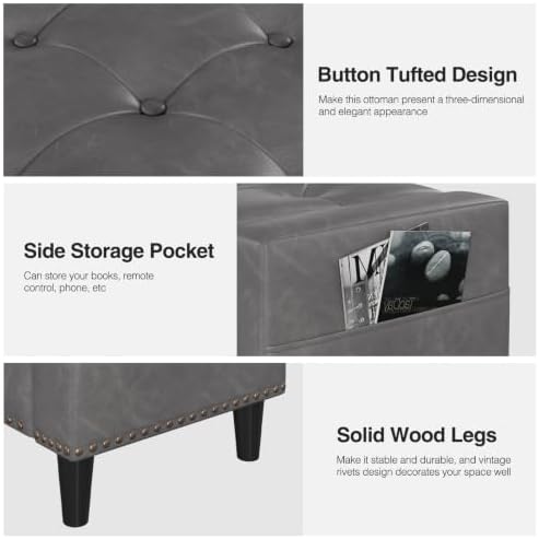 60" storage ottoman bench, faux leather upholstered bed on a desk or shelf