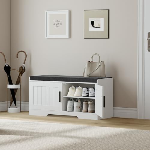 homleke shoe storage bench, 2 doors & thickened, close-up detail