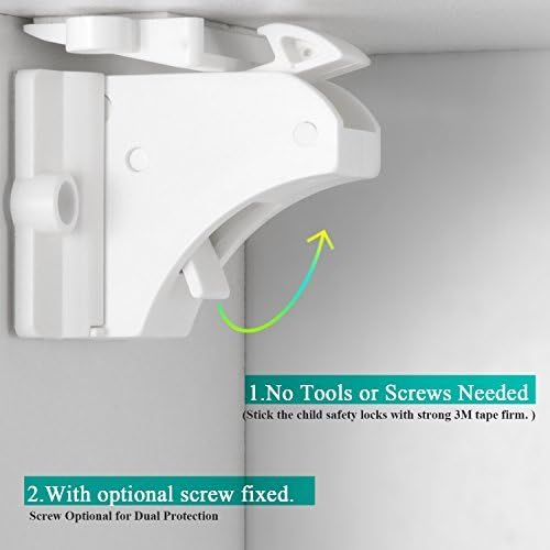 Vmaisi 20 Pack Magnetic Cabinet Locks Baby Proofing and 2 Keys | Children Proof Cupboard Drawers Latches - Child Safety Adhesive Lock Easy Installation