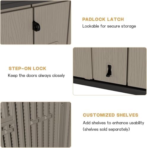 kinying outdoor storage cabinet waterproof, 57 cu.ft resin, front angle view