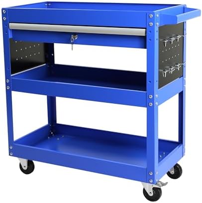 tool chest with wheels, 3-tier rolling tool box on a desk or shelf