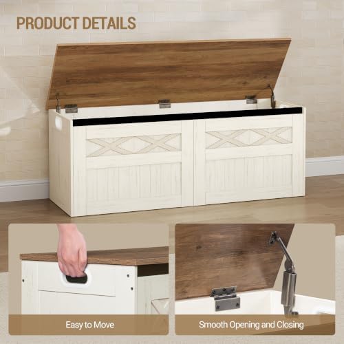 hzuaneri 47" farmhouse storage chest and bench |, side view