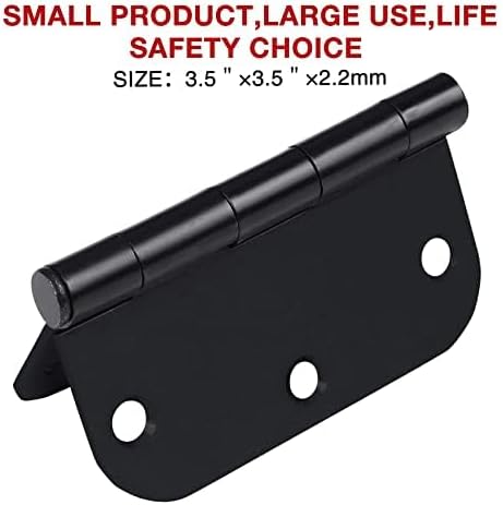 Matte Black Door Hinges 3.5 Inch Rounded 12 Pack Interior 3 1/2" Flat Iron - Image 5