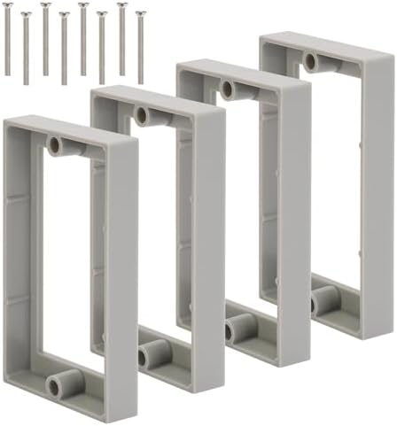 Single Gang Receptacle Outlet Box Extenders 1/2",Gray,Pack of 4 | Electric Outlet Extender Box With 8 screws; Receptacle Extender for Electric Box and Electric Outlet Switches.