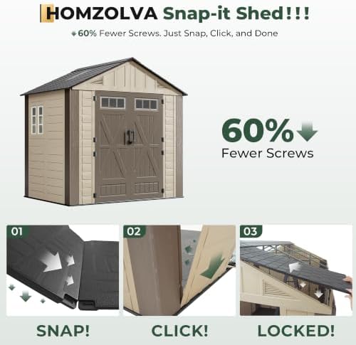 resin shed 8x6 ft outdoor storage shed with, side view