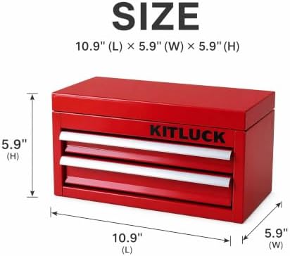 kitluck mini metal tool box, 2-drawer top chest shown in use