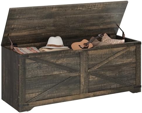 dwvo storage bench, 47.2" farmhouse storage chest with on a desk or shelf