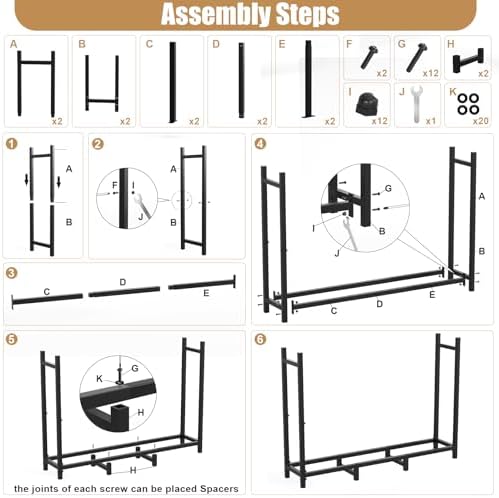 4ft outdoor firewood rack, wood storage with 600d, package contents