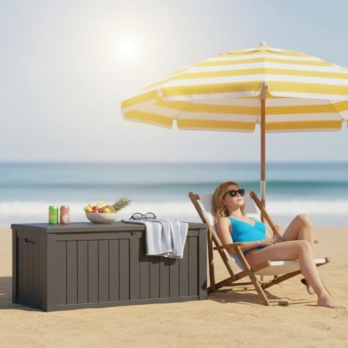 makino 152 gallon resin outdoor storage box, waterproof, package contents