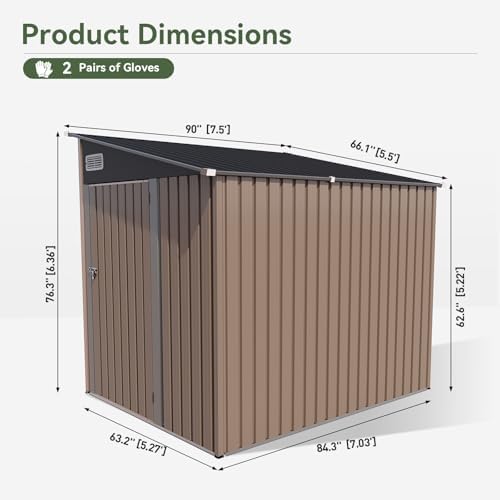aoxun 8x6 ft lean to shed for backyard,brown shown in use