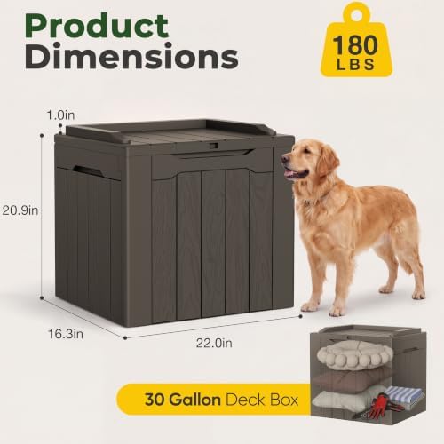 flamaker deck box 31 gallon waterproof resin small showing dimensions
