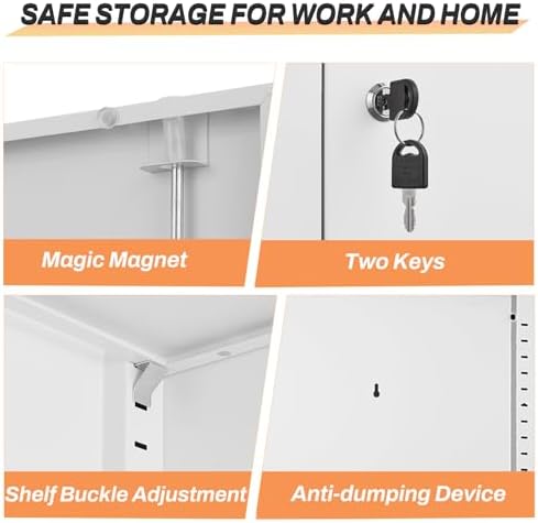 71" garage storage cabinet, white, side view