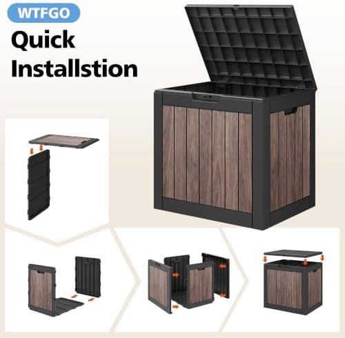 40 gallon outdoor storage box waterproof deck box, front angle view