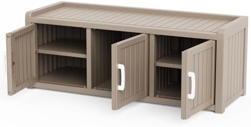 3 doors shoe bench, waterproof & uv-resistant, resin, view 9