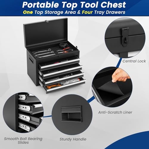 dreamade 5-drawer tool chest combo, rolling tool cabinet showing dimensions