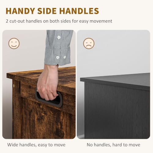 homcom storage bench cut-out handles 29.9" x 15.7" showing dimensions
