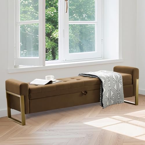 67" storage bench for bedroom, king size end on a desk or shelf
