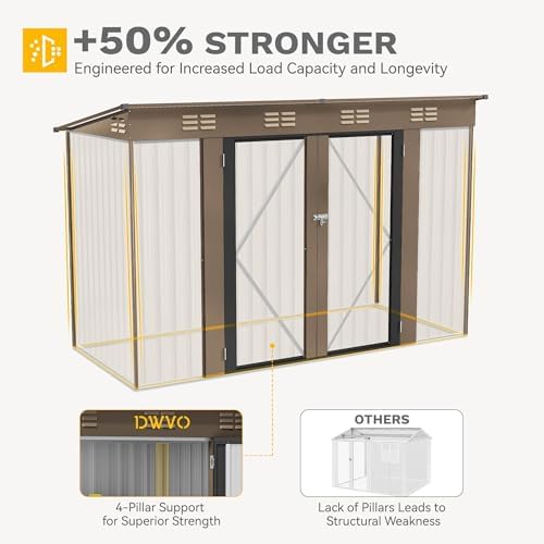dwvo 9x4ft large outdoor storage shed with lockable, package contents