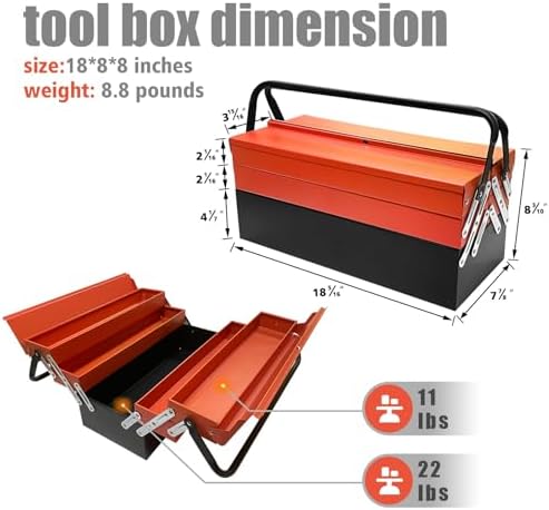 yatointo metal cantilever tool box, 18" * 8", close-up detail
