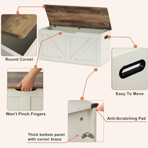 timberer 39.4" storage chest, wooden storage bench, large on a desk or shelf