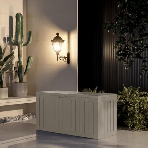 outdoor storage box waterproof, lockable resin 80 gallon, view 9