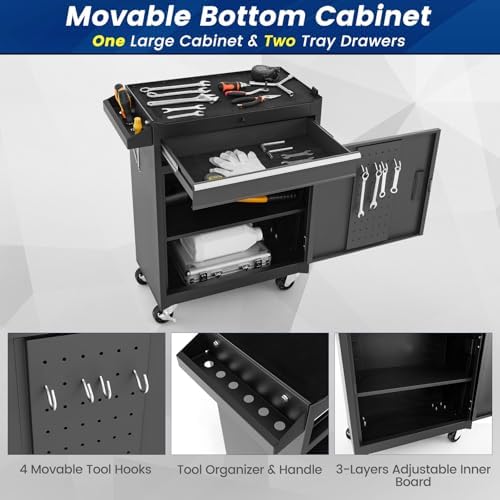 dreamade 5-drawer tool chest combo, rolling tool cabinet, package contents