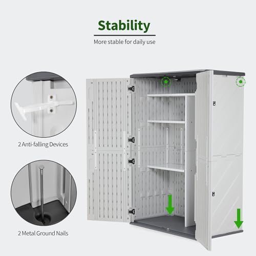macrout 50 cu ft outdoor storage cabinet with, front angle view