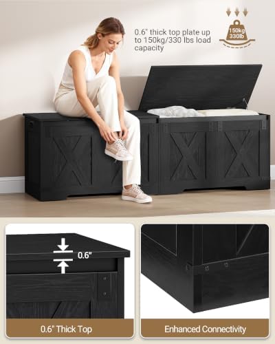 hzuaneri 59" rustic storage chest and bench |, side view