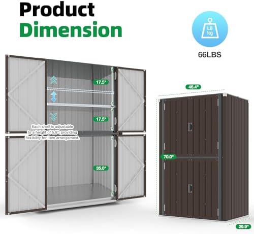 aecojoy outdoor storage cabinet waterproof, 70'' large vertical, front angle view